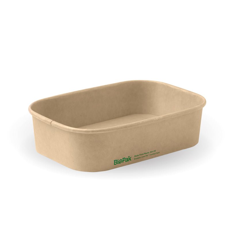 500ml rectangle pla lined compostable kraft takeaway container
