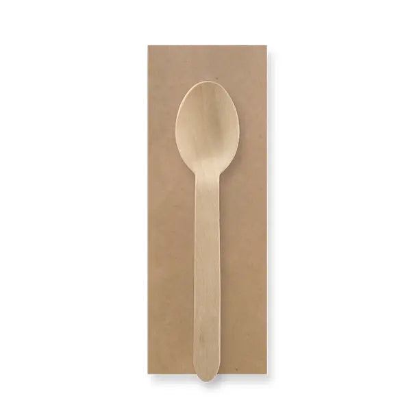 disposable wooden spoon and napkin set