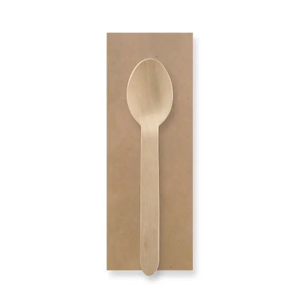 disposable wooden spoon and napkin set