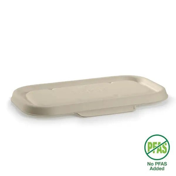 natural bagasse lids to fit 750/1000ml rectangular bowl takeaway containers