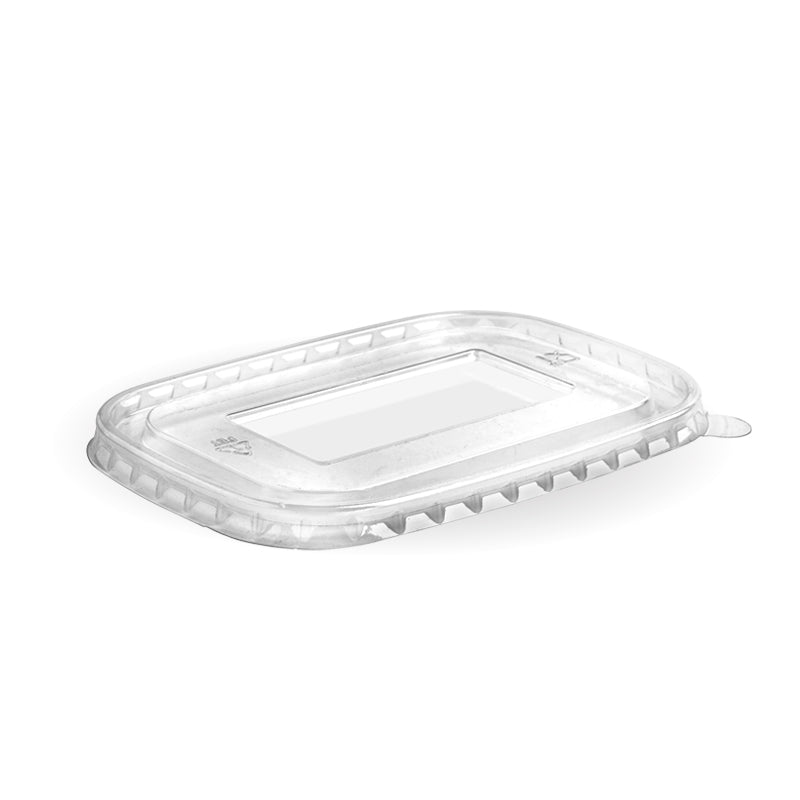 recyclable pet lid to fit 500ml to 1000ml rectangular kraft containers
