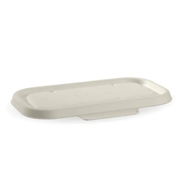 white bagasse lids to fit 750/1000ml rectangular bowl takeaway containers