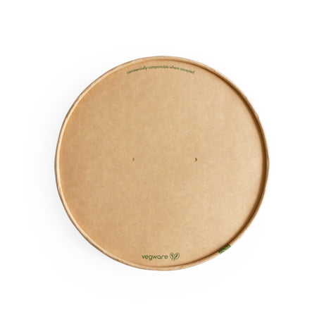 185-series PLA-Lined Kraft Paper Lid with vents for Vegware bon appetit bowls
