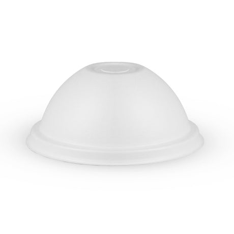 Compostable domed lid for paper cold cups