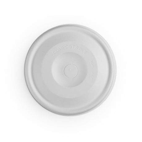 Flat compostable lid with straw slot for paper cold cups