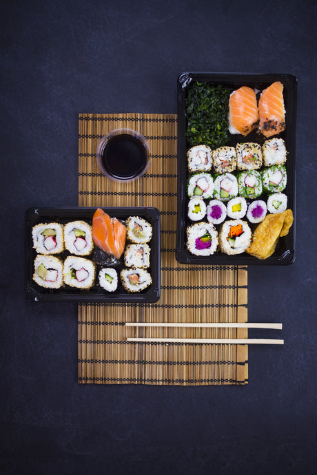 Small And Large Takeaway Sushi Trays And Chopsticks