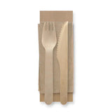 disposable wooden knife and fork napkin pack